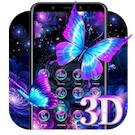 3D неоновая бабочка Блестящая тема