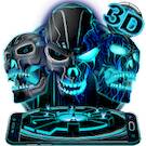  Neon Tech Evil Skull 3D Theme   -   (AD-Free)