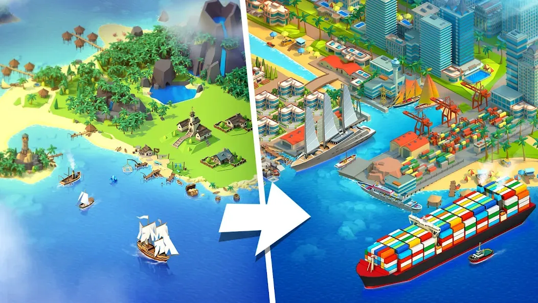 Sea Port: Cargo Boat Tycoon (Си Порт)  [МОД Unlocked] Screenshot 1