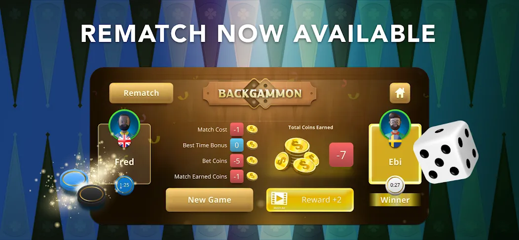 Backgammon Classic + Online  [МОД Бесконечные монеты] Screenshot 1