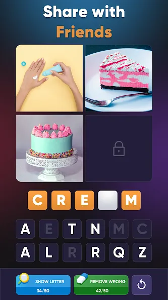 4 Pics 1 Word: Guessing Games  [МОД Бесконечные деньги] Screenshot 3