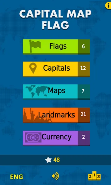 Capital Map Flag - geo quiz  [МОД Меню] Screenshot 1