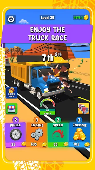 Idle Truck Racing : Cybertruck (Айдл Трак Рейсинг)  [МОД Unlimited Money] Screenshot 1