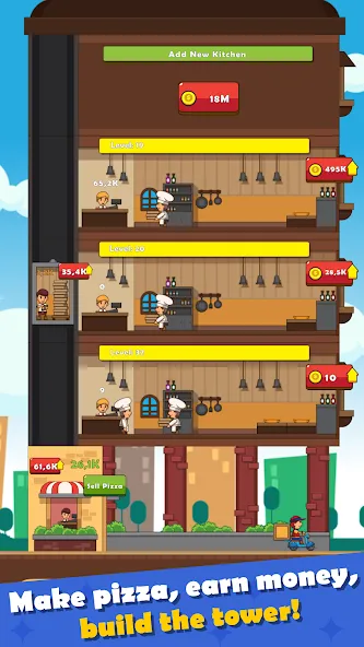 Pizza Tower: Idle Tycoon (Пицца Тауэр)  [МОД Бесконечные деньги] Screenshot 2