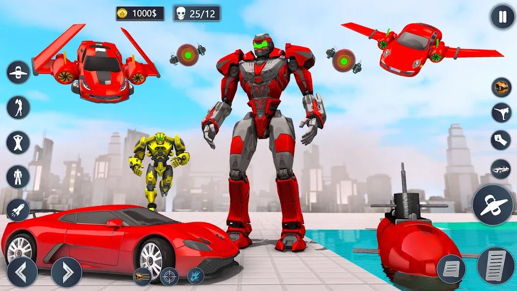 Flying Car Robot Game Car Game  [МОД Много монет] Screenshot 4