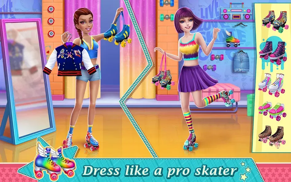 Roller Skating Girls  [МОД Много монет] Screenshot 1