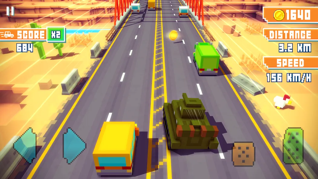 Blocky Highway: Traffic Racing (Блоки Хайвей)  [МОД Mega Pack] Screenshot 1