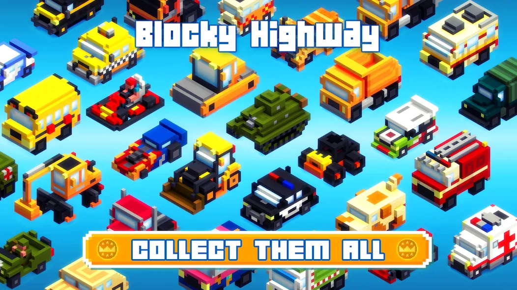 Blocky Highway: Traffic Racing (Блоки Хайвей)  [МОД Mega Pack] Screenshot 3