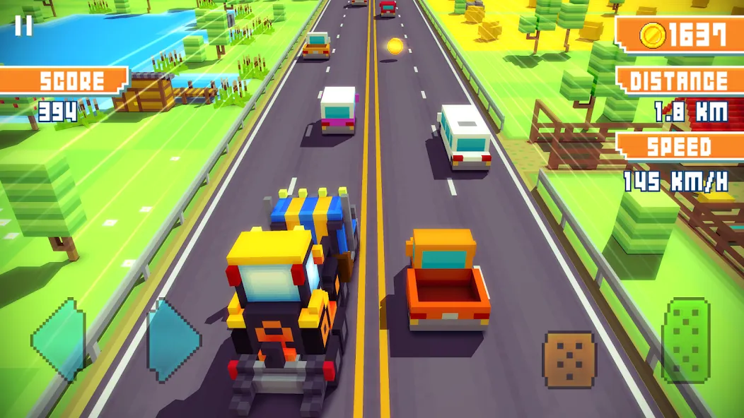 Blocky Highway: Traffic Racing (Блоки Хайвей)  [МОД Mega Pack] Screenshot 4