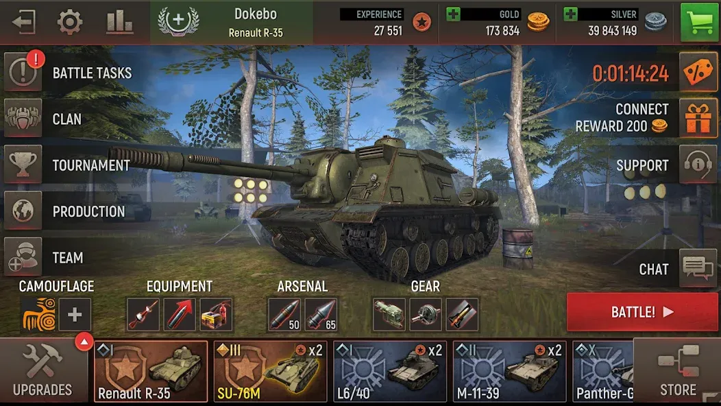 Battle Tanks: Tank Games WW2 (Бэтл Тэнкс)  [МОД Unlimited Money] Screenshot 4