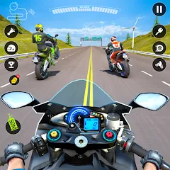 Взломанная Moto Traffic Bike Race Game 3d (Мото Трафик Байк Рейс Гейм 3д)  [МОД Меню] - полная версия apk на Андроид