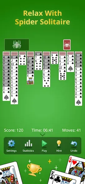 Spider Solitaire Classic  [МОД Все открыто] Screenshot 1