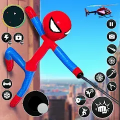 Взлом Flying Stickman Rope Hero Game  [МОД Бесконечные монеты] - последняя версия apk на Андроид