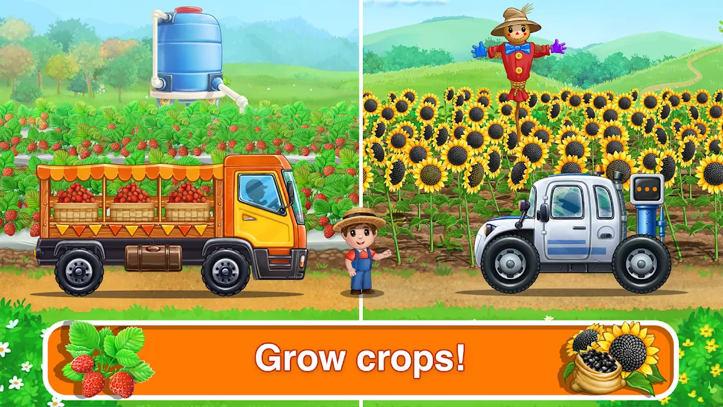 Tractor, car: kids farm games  [МОД Бесконечные монеты] Screenshot 3