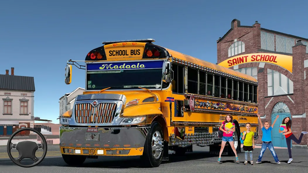 School Bus Transport Simulator (Школьный Автобусный Транспортный Симулятор)  [МОД Бесконечные монеты] Screenshot 1