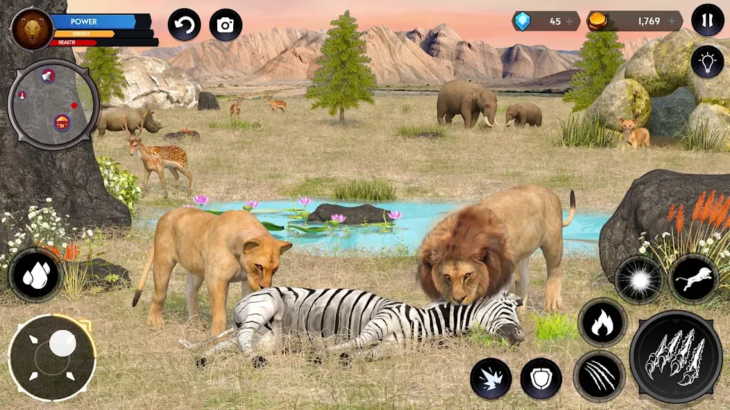 Lion Simulator Wild Lion Games  [МОД Unlimited Money] Screenshot 2