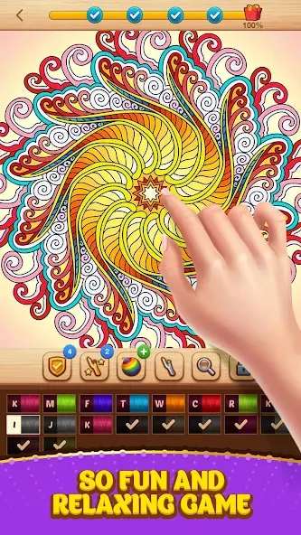 Cross Stitch Coloring Mandala (Кроссстиль раскрашивание мандала)  [МОД Бесконечные монеты] Screenshot 3