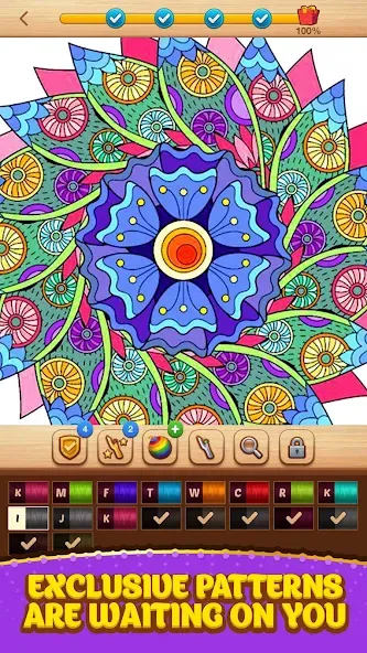 Cross Stitch Coloring Mandala (Кроссстиль раскрашивание мандала)  [МОД Бесконечные монеты] Screenshot 4