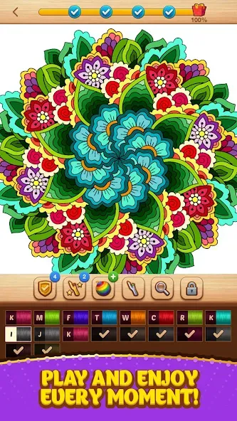 Cross Stitch Coloring Mandala (Кроссстиль раскрашивание мандала)  [МОД Бесконечные монеты] Screenshot 5