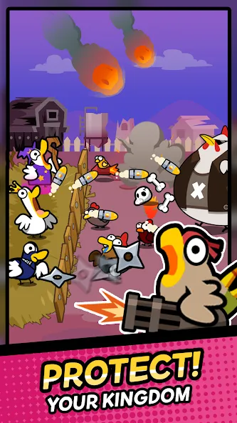 Duck vs Chicken : Idle Defense (Дак против Чикен)  [МОД Много денег] Screenshot 1