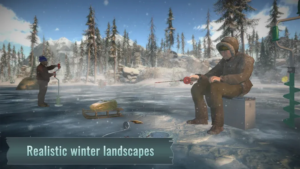 Ice fishing game. Catch bass.  [МОД Unlimited Money] Screenshot 5