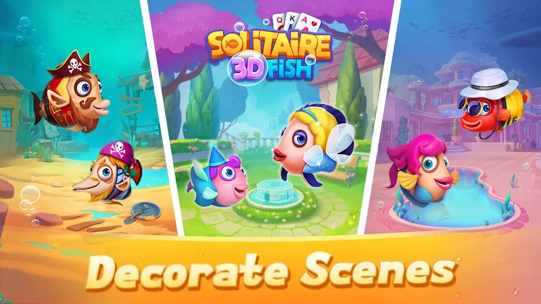 Solitaire 3D Fish  [МОД Бесконечные монеты] Screenshot 2