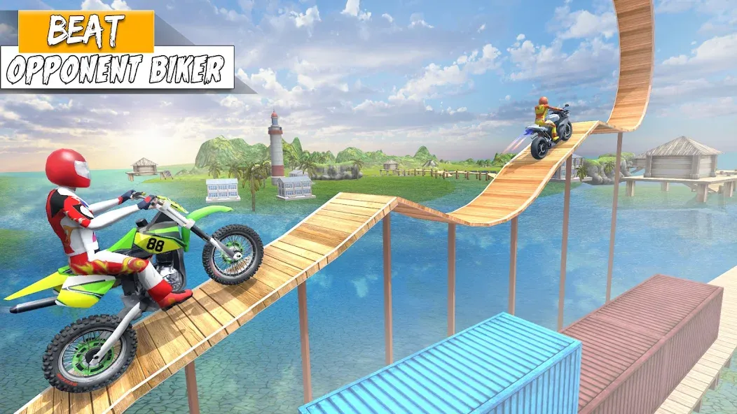 Bike Stunt Games Stunt Bike 3D (Байк стант рэмп игра Байк Джамп)  [МОД Бесконечные монеты] Screenshot 5