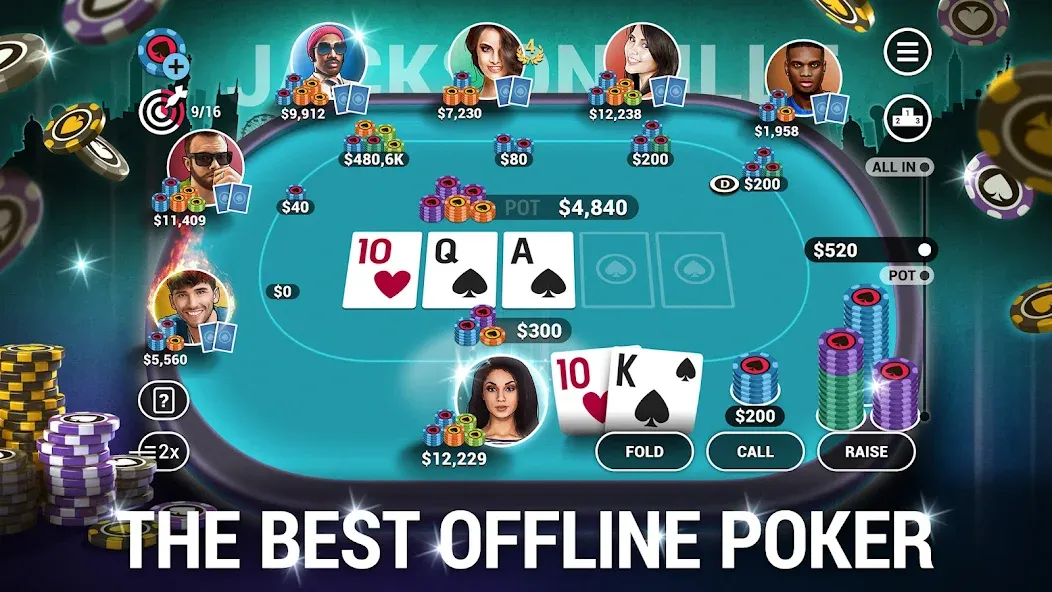 Poker World, Offline TX Holdem (Покер Ворлд)  [МОД Бесконечные монеты] Screenshot 1