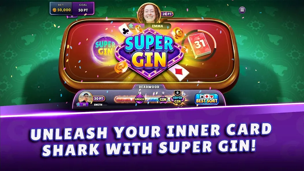 Gin Rummy Super - Card Game (Джин Рамми Супер)  [МОД Menu] Screenshot 1