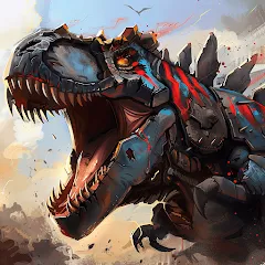 Скачать взломанную Mech War: Jurassic Dinosaur (Мех Батл)  [МОД Много монет] - последняя версия apk на Андроид