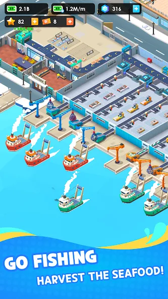 Seafood Inc - Tycoon, Idle (Айдл Сифуд Инк)  [МОД Много денег] Screenshot 2