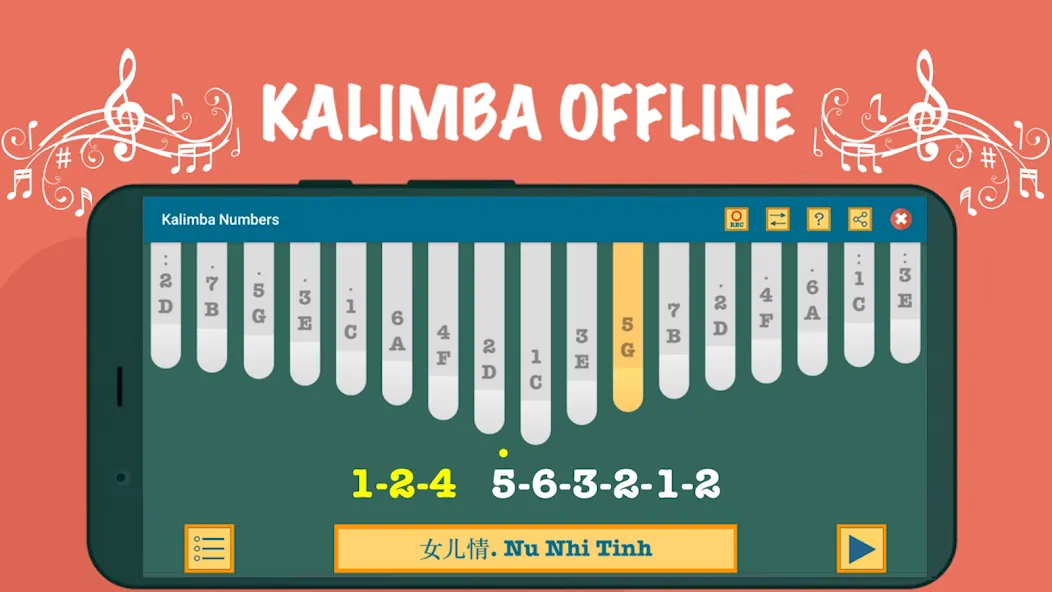 Kalimba App With Songs Numbers (Калимба приложение с песнями и цифрами)  [МОД Unlocked] Screenshot 1