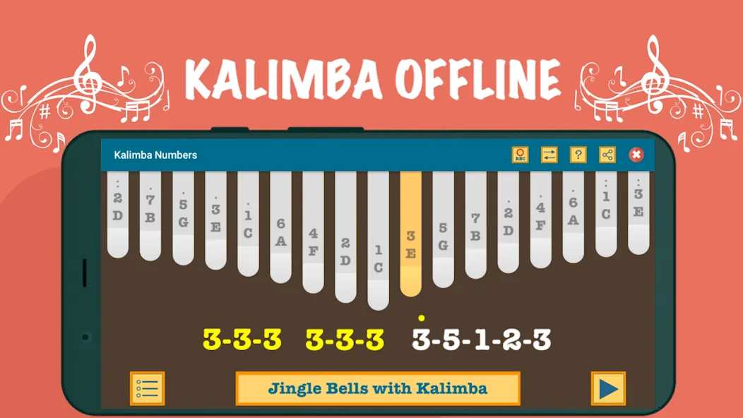 Kalimba App With Songs Numbers (Калимба приложение с песнями и цифрами)  [МОД Unlocked] Screenshot 2