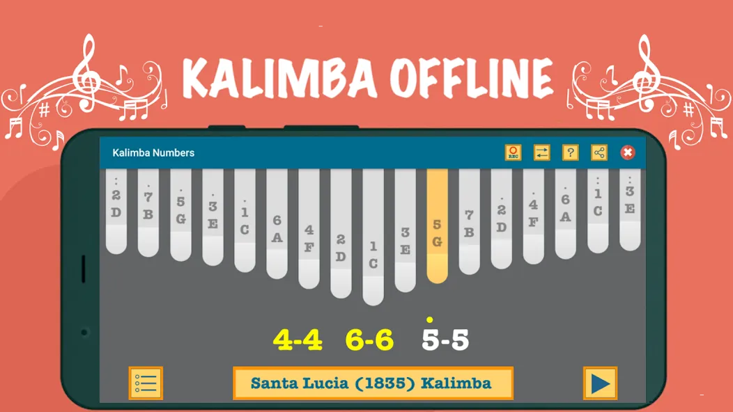 Kalimba App With Songs Numbers (Калимба приложение с песнями и цифрами)  [МОД Unlocked] Screenshot 4