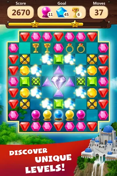 Jewels Planet - Match 3 Puzzle  [МОД Menu] Screenshot 3