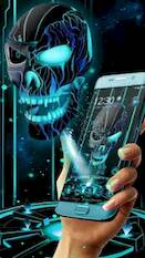  Neon Tech Evil Skull 3D Theme   - AD-Free