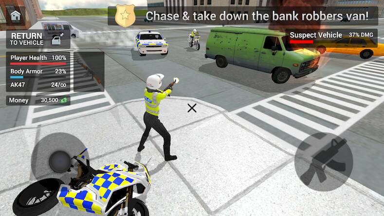  Police Car Driving Motorbike   -   